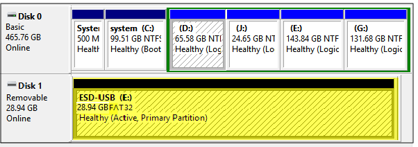 تحقق مما إذا كان USB يظهر في إدارة القرص