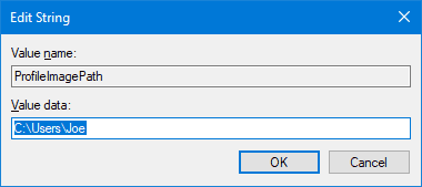 استعادة ملف تعريف المستخدم المحذوف عن طريق ضبط مسار المجلد وحالته.