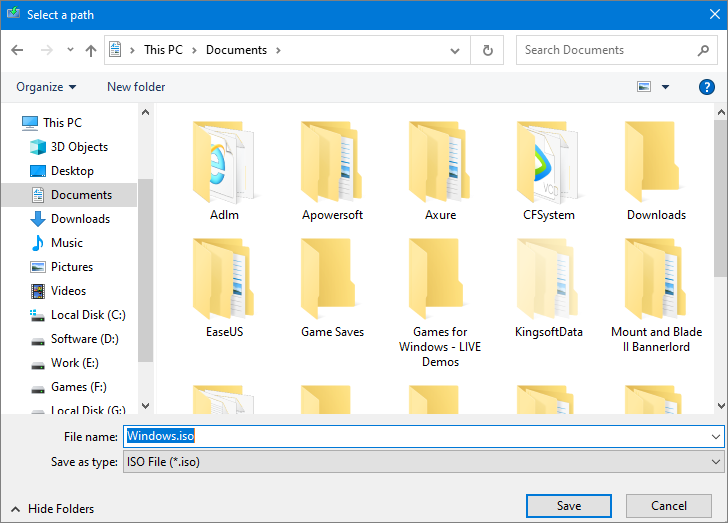 حفظ ISO على جهاز الكمبيوتر الخاص بك
