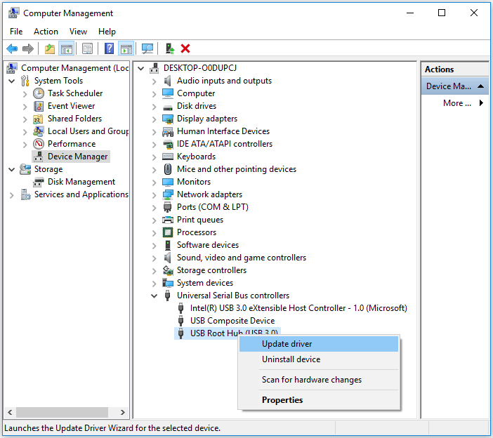 تحديث برنامج تشغيل منفذ USB