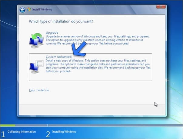 تثبيت Windows 7 اختياريا