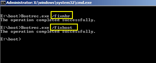 fix mbr to solve missing operating system error.